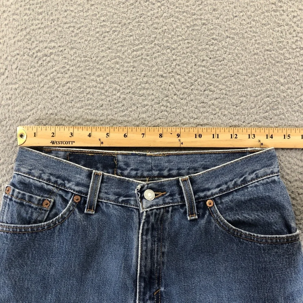 Vintage Levis Jeans Womens 28x29 Blue 517 Bootcut Raw Hem 90s Made In USA